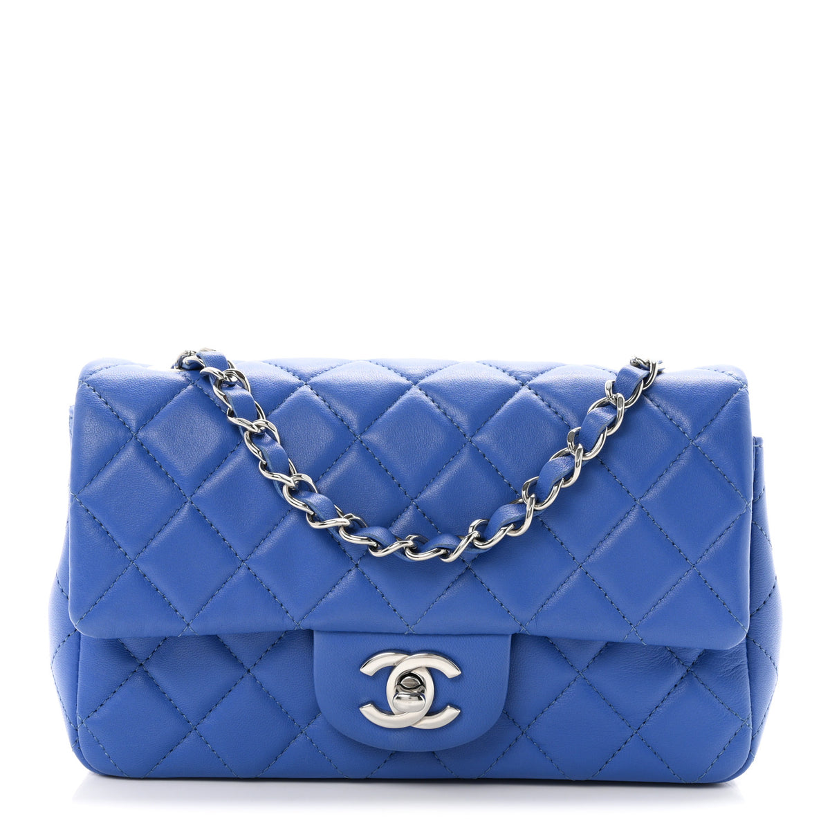 Chanel Lambskin Quilted Mini Rectangular Flap Blue 1 of 10