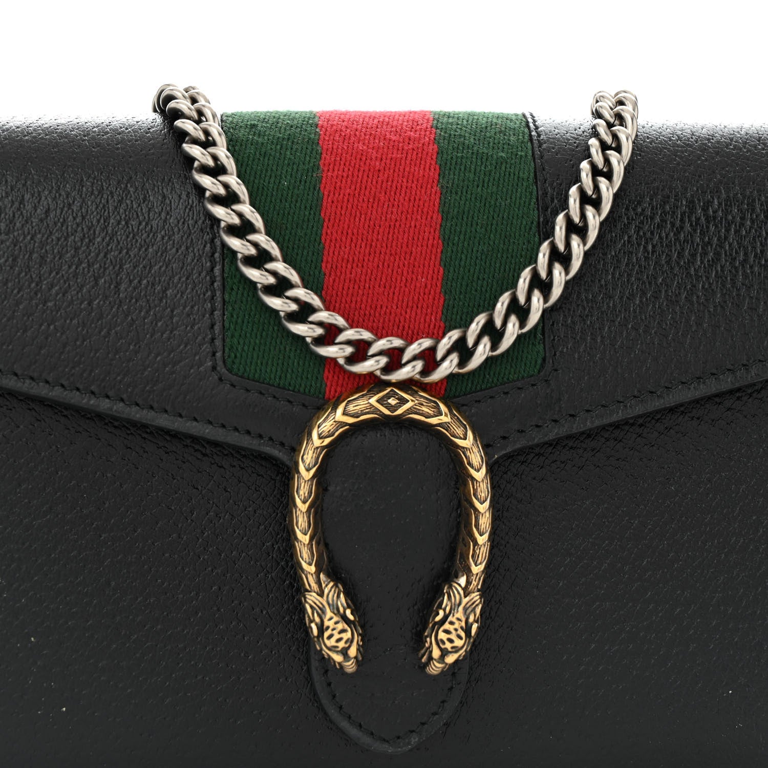 Gucci Calfskin Web Mini Dionysus Chain Wallet Black 9 of 13