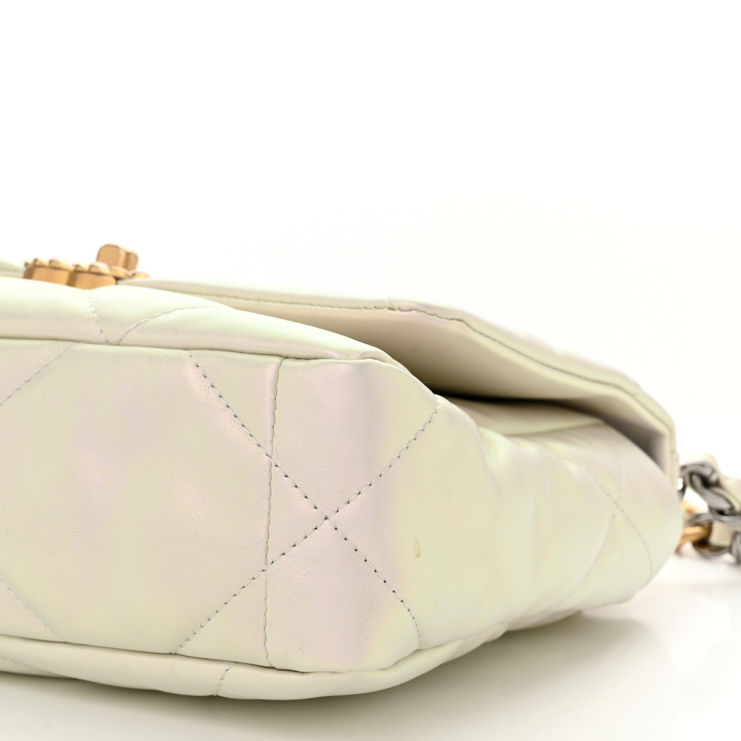 Chanel Iridescent Calfskin Quilted Medium Chanel 19 Flap White 10 of 11