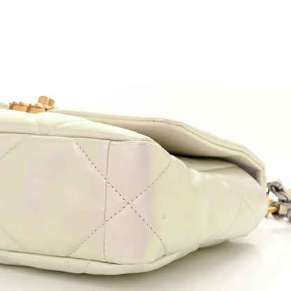 Chanel Iridescent Calfskin Quilted Medium Chanel 19 Flap White 10 of 11