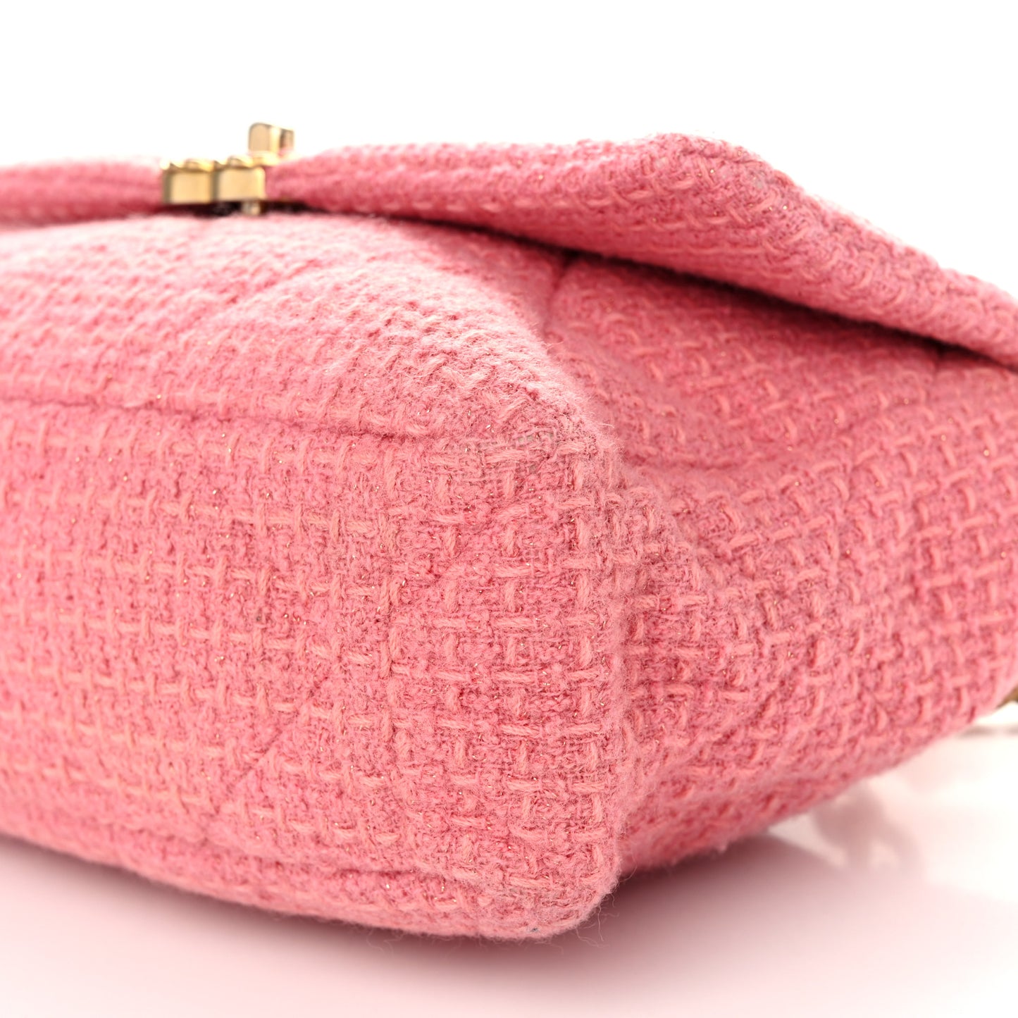 Metallic Tweed Quilted Large Chanel 19 Flap Pink