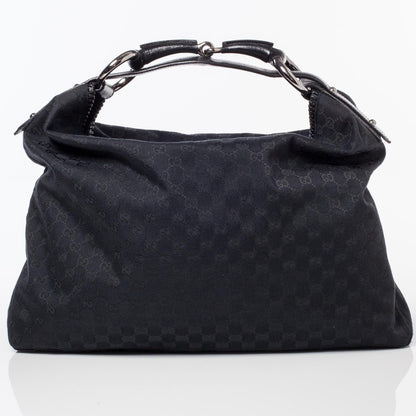 Gucci Monogram Large Horsebit Chain Hobo Black 4 of 9