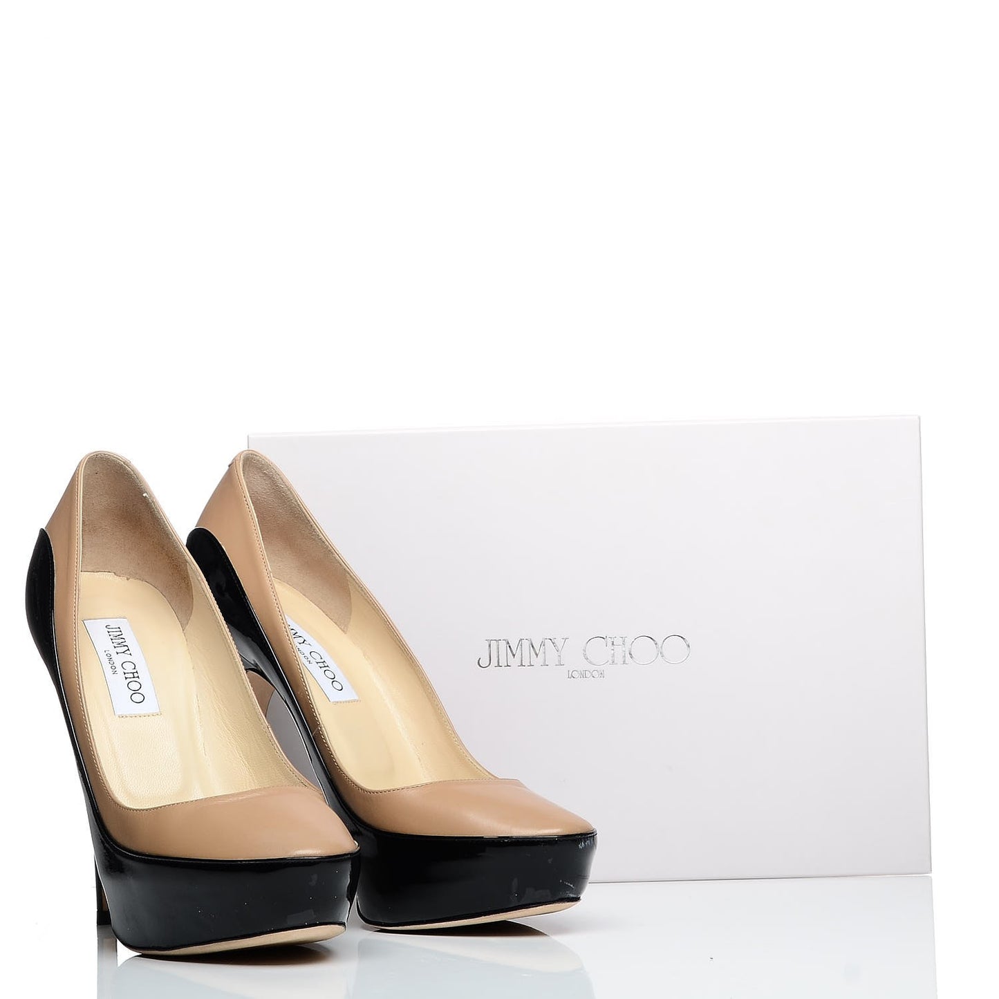 Patent Napa Sepia Platform Pumps 39.5 Beige Black