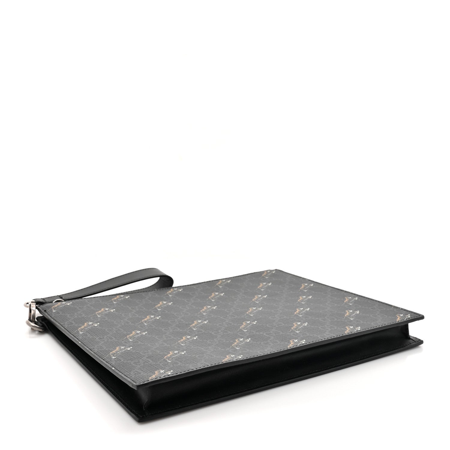 Gucci GG Supreme Monogram Tigers Zip Wristlet Pouch Black 4 of 12