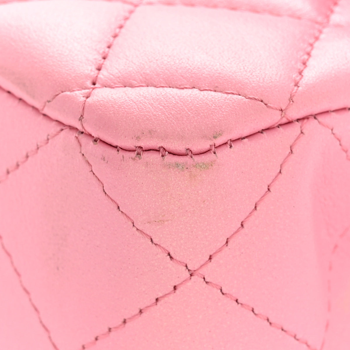 Iridescent Calfskin Quilted Medium Double Flap Pink