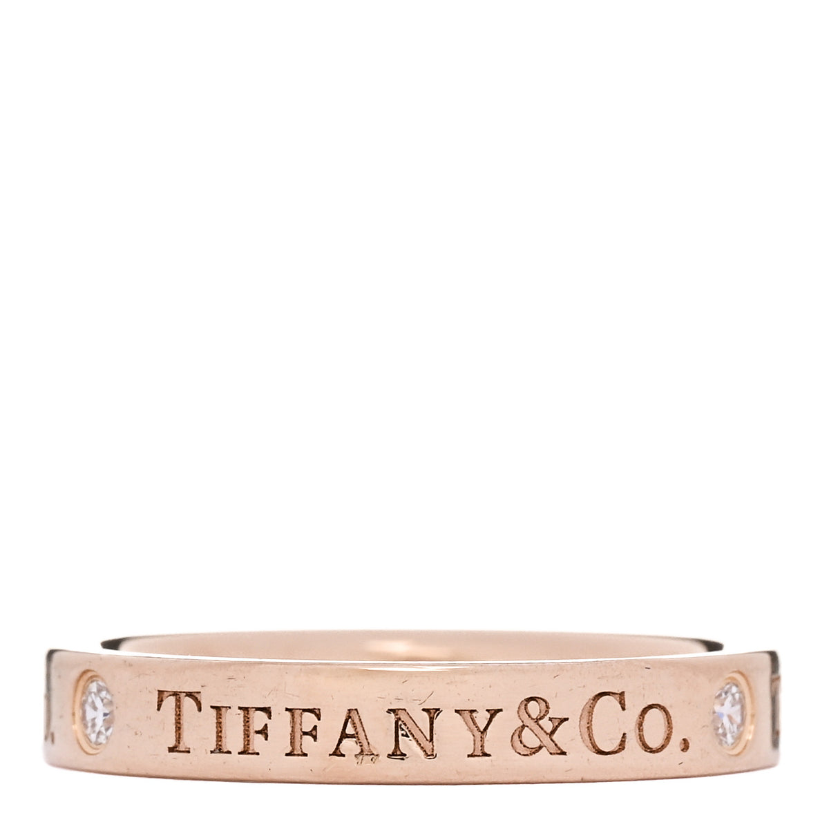 Tiffany 18K Rose Gold Diamond Logo Band Ring 49 4.75 3 of 4