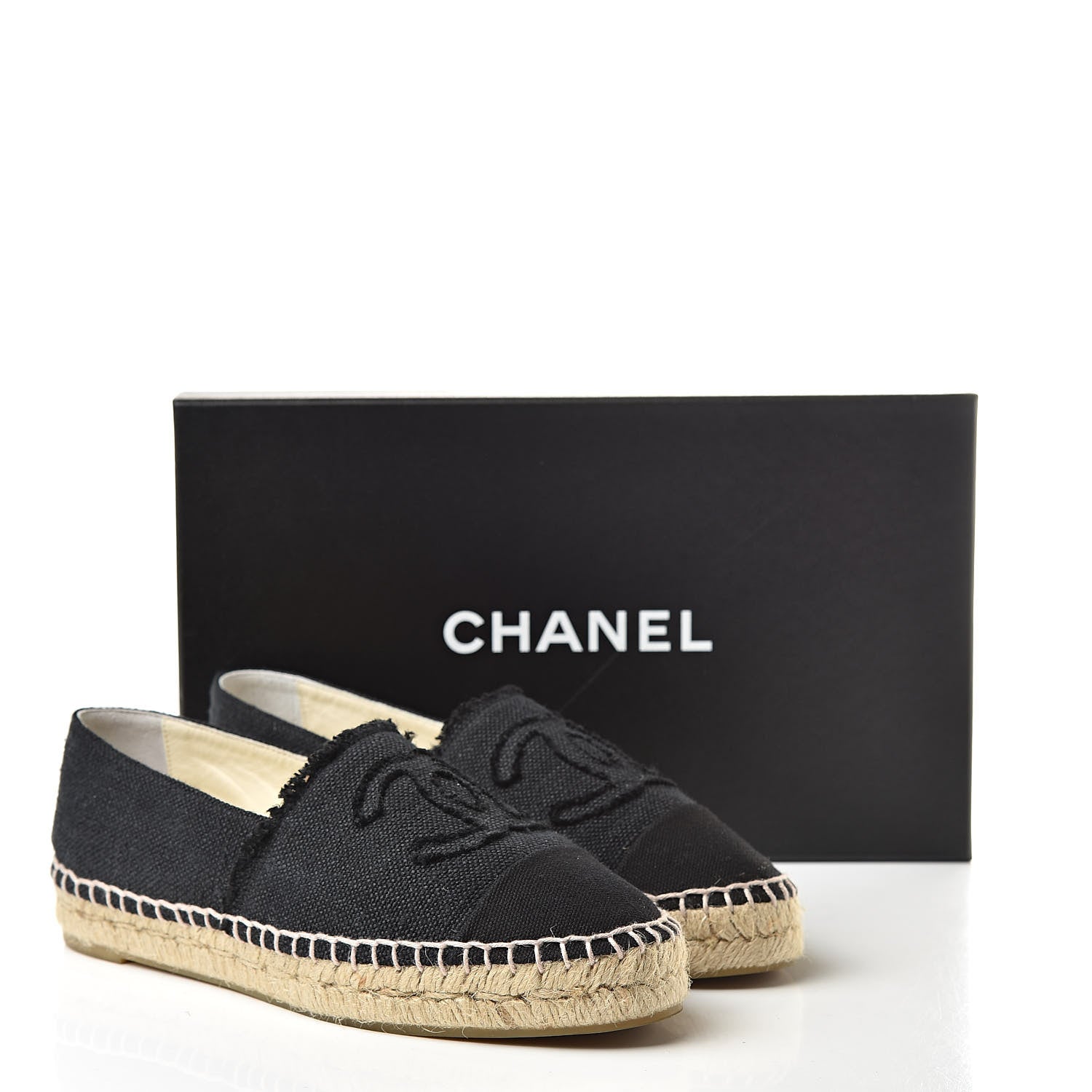 Chanel Linen CC Espadrilles 37 Black 10 of 10