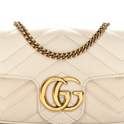 Gucci Calfskin Matelasse Super Mini GG Marmont Shoulder Bag White 8 of 11