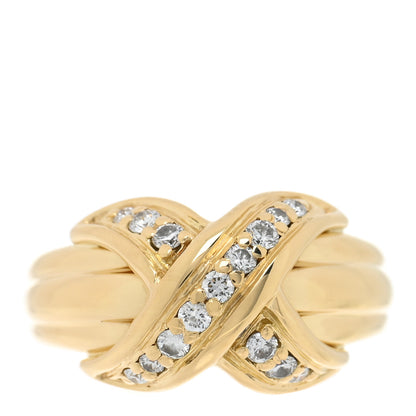 Tiffany 18K Yellow Gold Diamond Signature X Ring 44 3 1 of 4