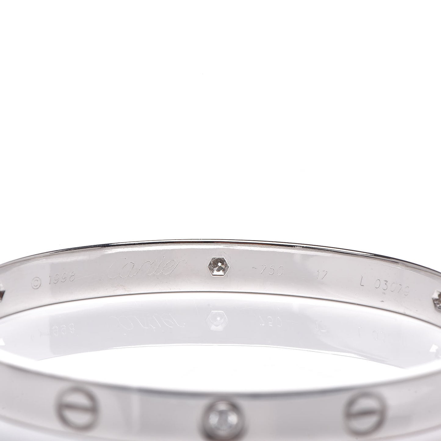 18K White Gold 6 Diamond LOVE Bracelet 17