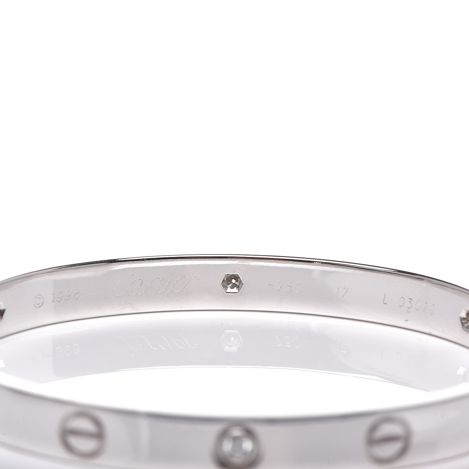Cartier 18K White Gold 6 Diamond LOVE Bracelet 17 4 of 4