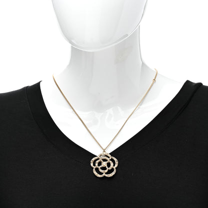 Chanel Crystal Pearl Camellia Necklace Gold 2 of 4