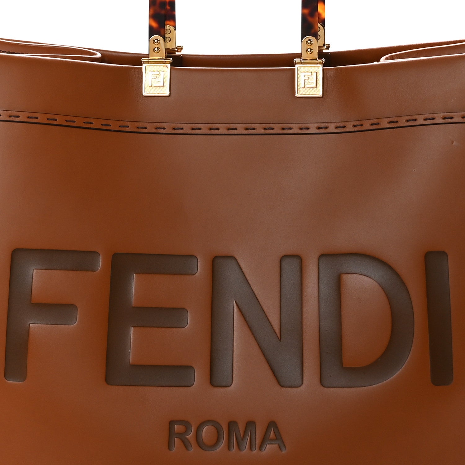 Fendi Vitello King Plexiglass Large Fendi Sunshine Shopper Tote Cuoio 7 of 12