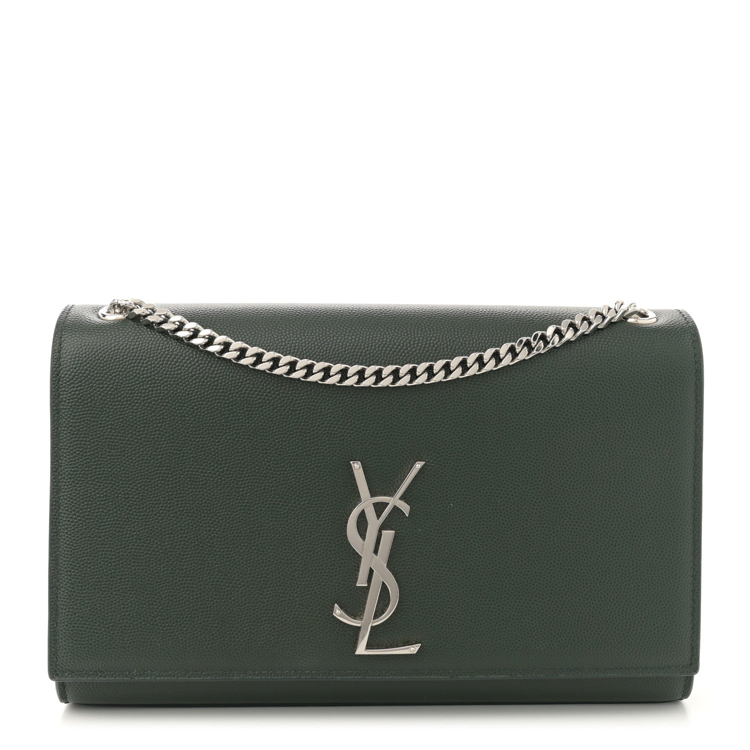 Saint Laurent Grain De Poudre Medium Classic Monogram Kate Satchel Vert Fonce 1 of 12