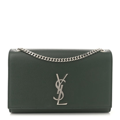 Saint Laurent Grain De Poudre Medium Classic Monogram Kate Satchel Vert Fonce 1 of 12