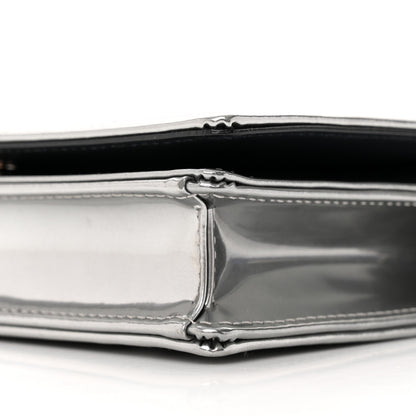 Christian Dior Metallic Patent Micro-Cannage Diorama Wallet on Chain Pouch Silver 10 of 10