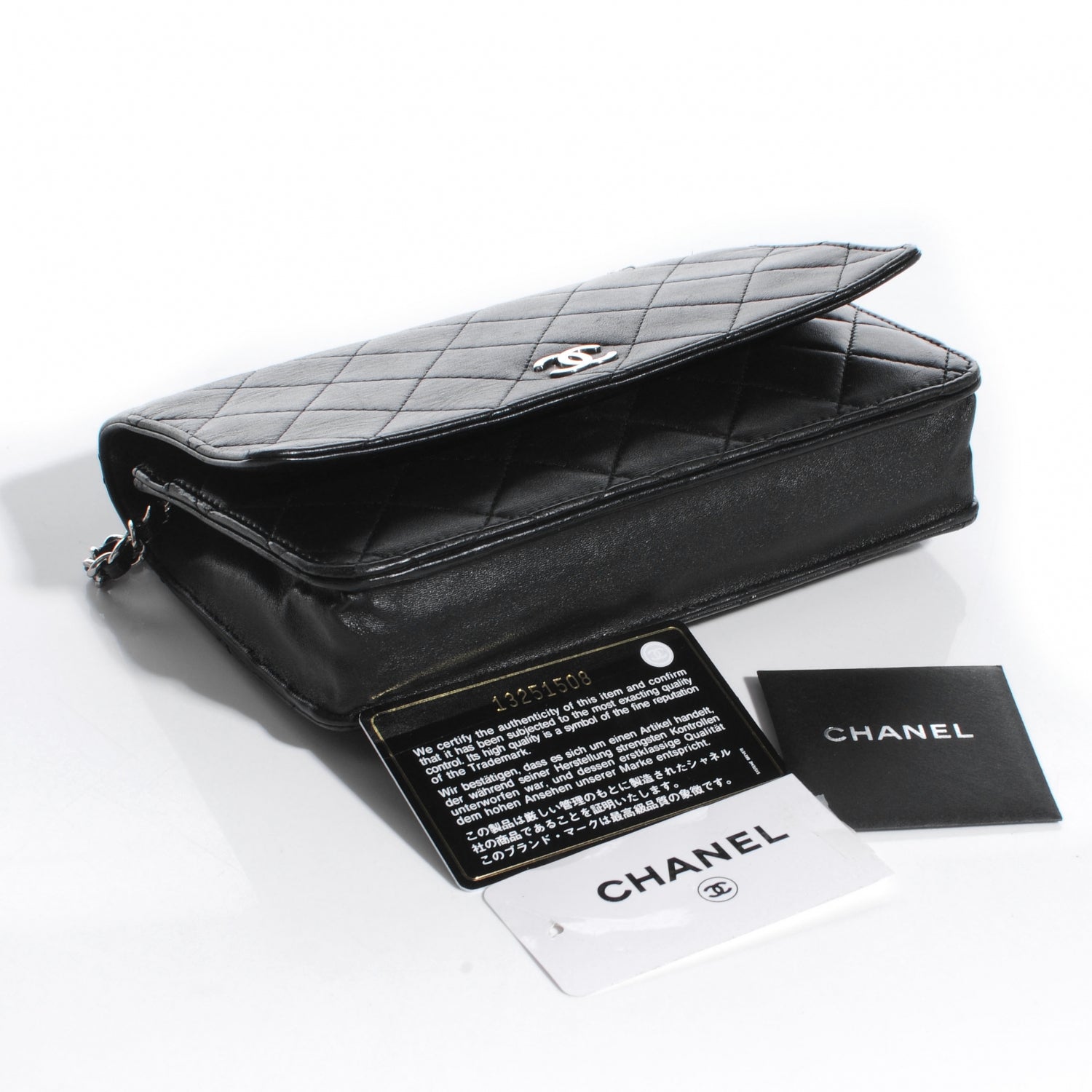 Chanel Lambskin Quilted Wallet On Chain WOC Black 4 of 8