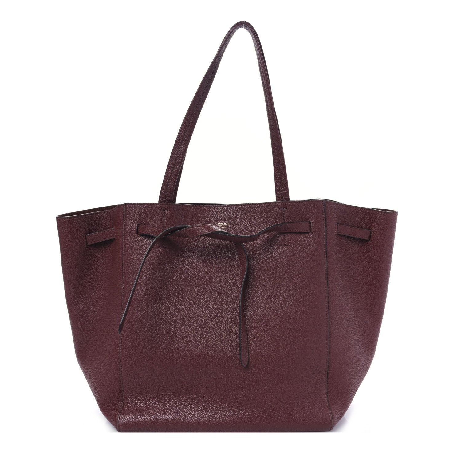 Celine Soft Grained Calfskin Small Belt Cabas Phantom Burgundy 1 of 10