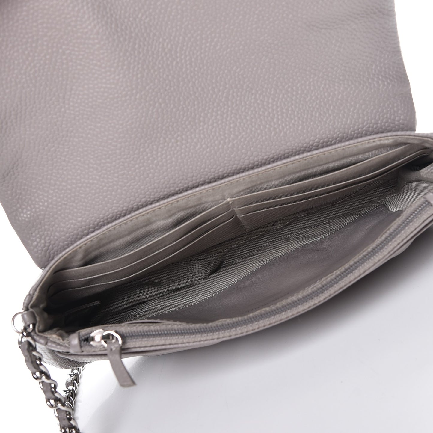 Caviar Half Moon Wallet On Chain WOC Light Grey