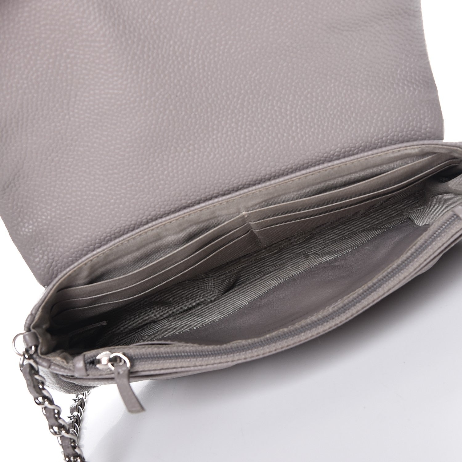 Chanel Caviar Half Moon Wallet On Chain WOC Light Grey 5 of 9