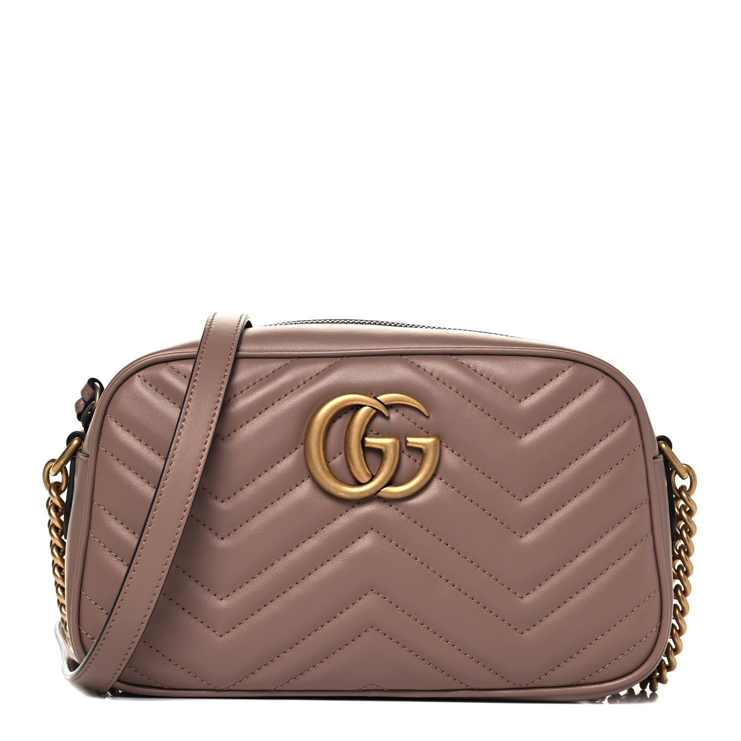Gucci Calfskin Matelasse Small GG Marmont Chain Shoulder Bag Porcelain Rose 1 of 9