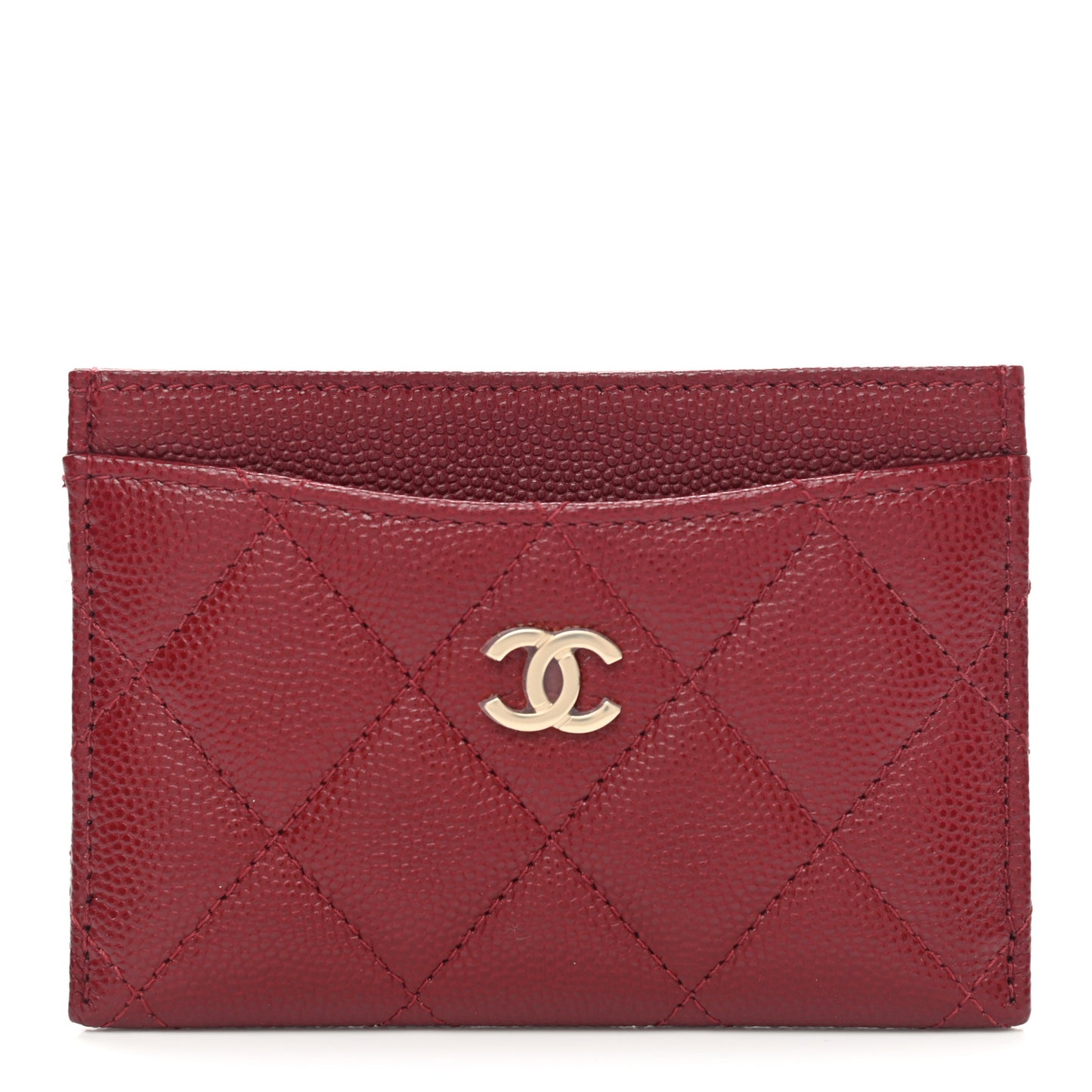 Caviar Quilted Card Holder Burgundy