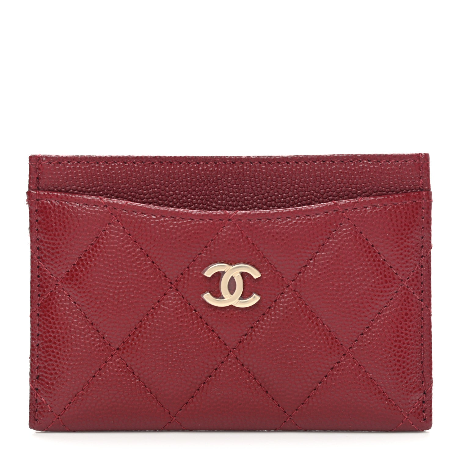 Chanel Caviar Quilted Card Holder Burgundy 1 of 9