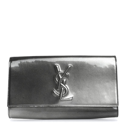 Saint Laurent Patent Large Belle De Jour Clutch Grey 1 of 13