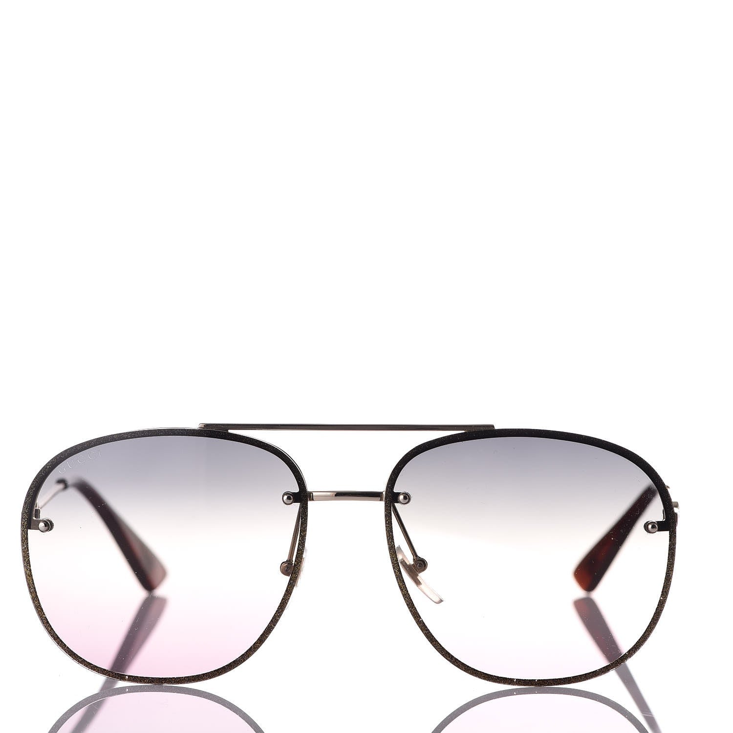 Gucci Metal Glitter Aviator Sunglasses G0227S Gold 2 of 8