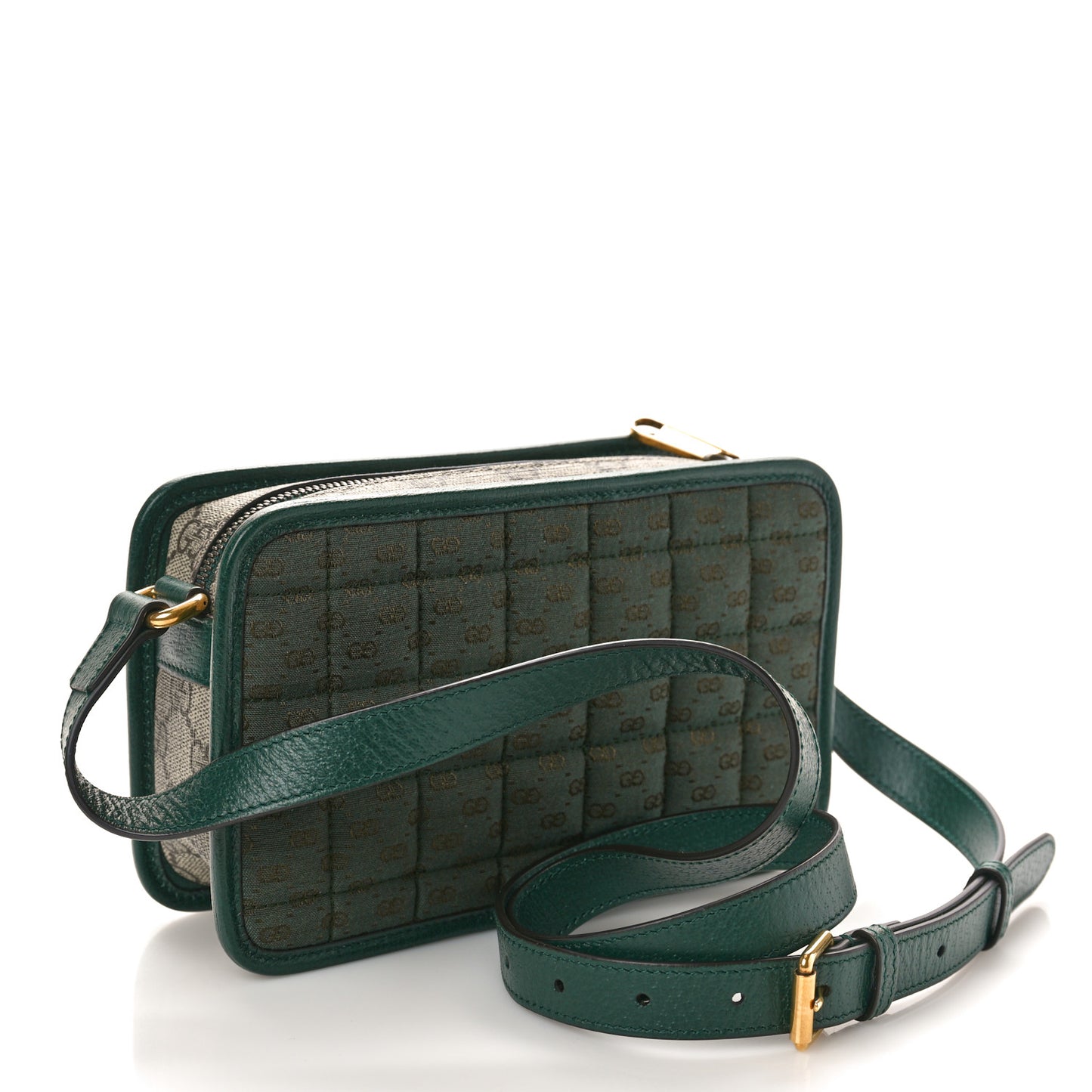 Monogram GG Mignon Textured Dollar Calfskin GG Supreme Monogram Quilted Mini GG Shoulder Bag Green Beige Ebony