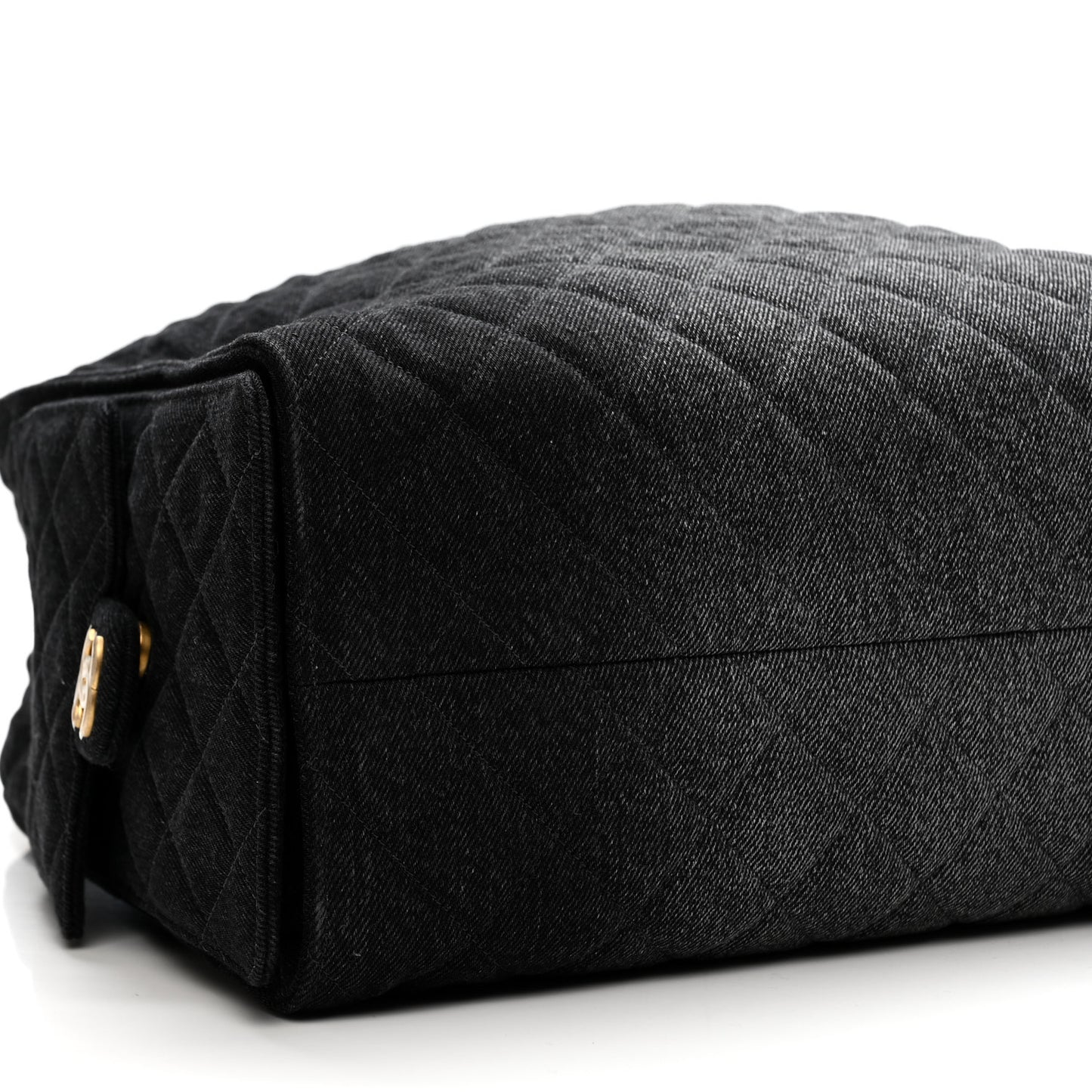 Washed Denim Quilted Large Chanel 25 Handbag Black