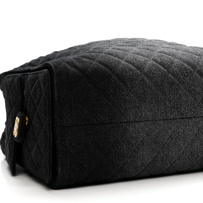 Chanel Washed Denim Quilted Large Chanel 25 Handbag Black 9 of 10