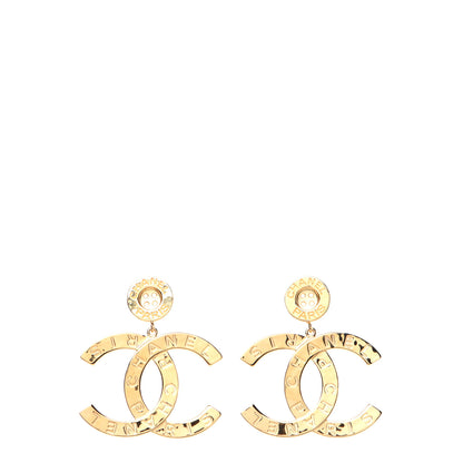 Chanel Metal Large Paris Button Earrings Gold 1 of 10