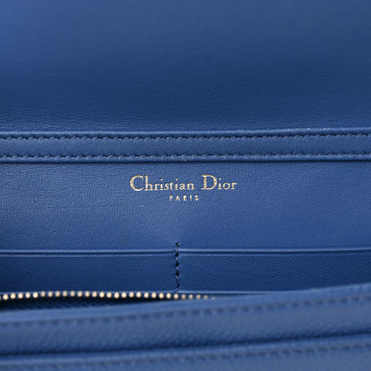 Christian Dior Grained Calfskin Diorama Wallet on Chain Pouch Blue 6 of 10