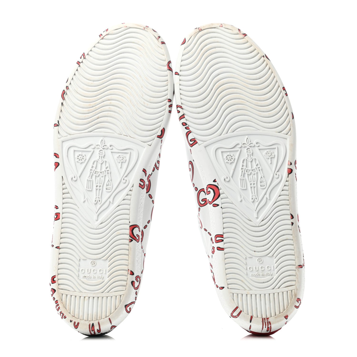 Gucci Calfskin GucciGhost Print Ace Sneakers 39 White Hibiscus Red 4 of 6