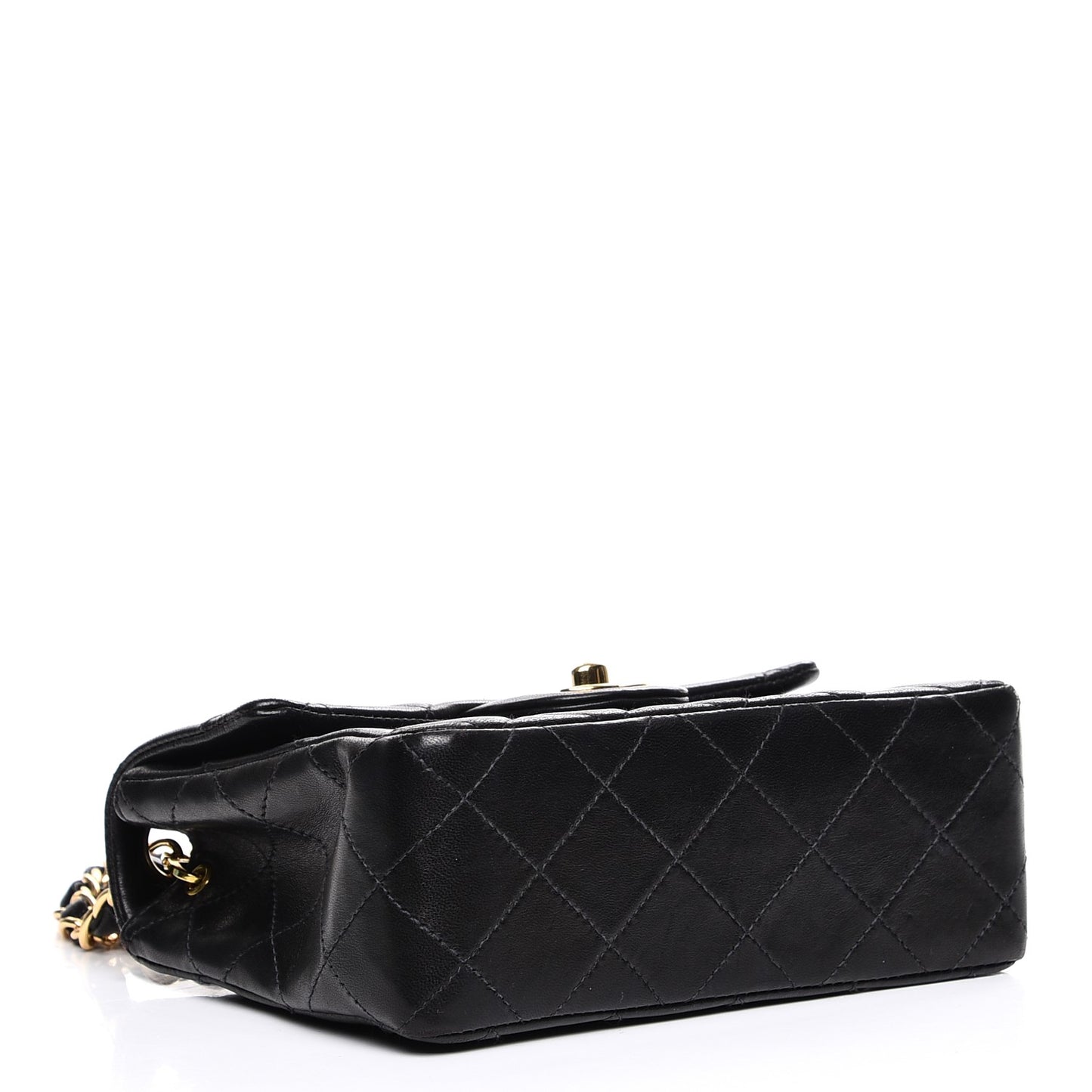 Lambskin Quilted Mini Square Flap Black
