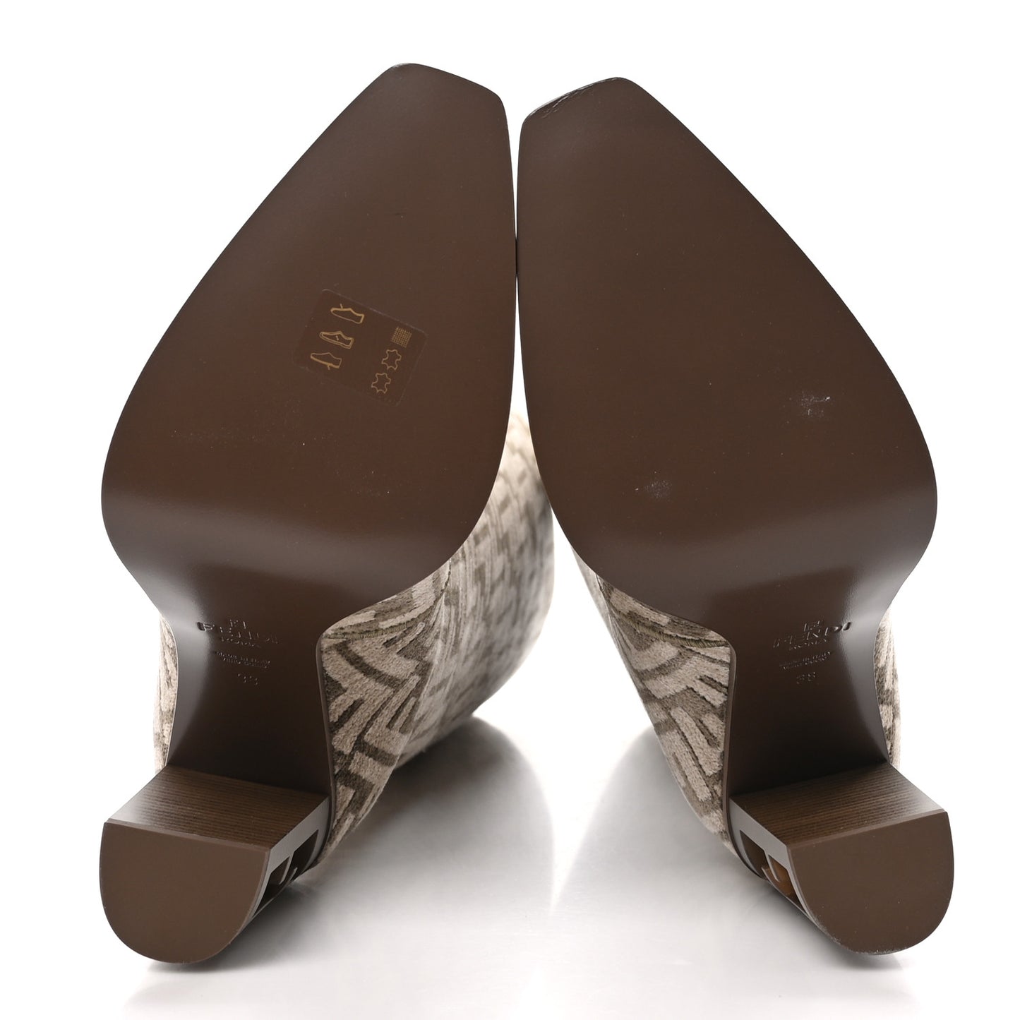 Chenille Jacquard FF 110mm Cut Baguette Knee Boots 38 Tortora Nuvola