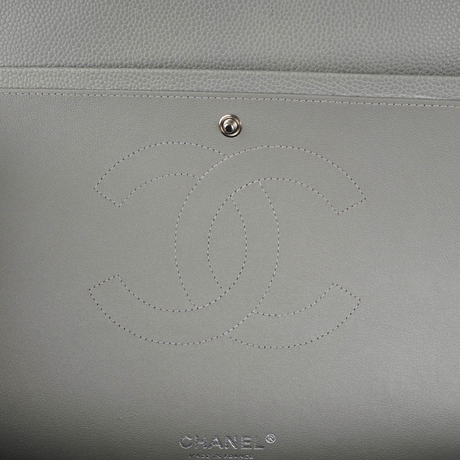 Chanel Caviar Quilted Maxi Double Flap Light Grey 9 of 9