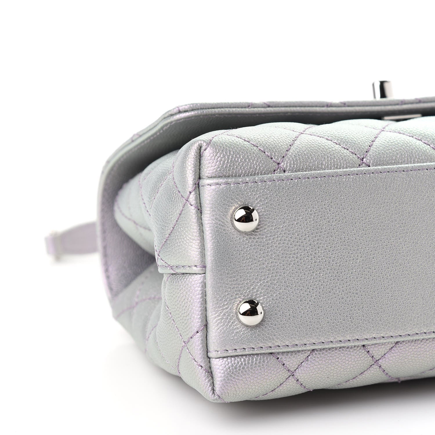 Chanel Iridescent Caviar Quilted Mini Coco Handle Flap Purple 7 of 8