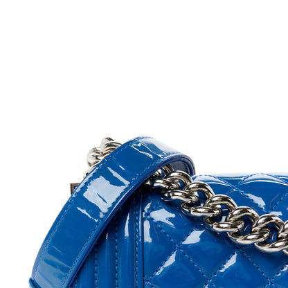 Chanel Patent Calfskin Quilted Small Plexiglass Boy Flap Blue 11 of 20