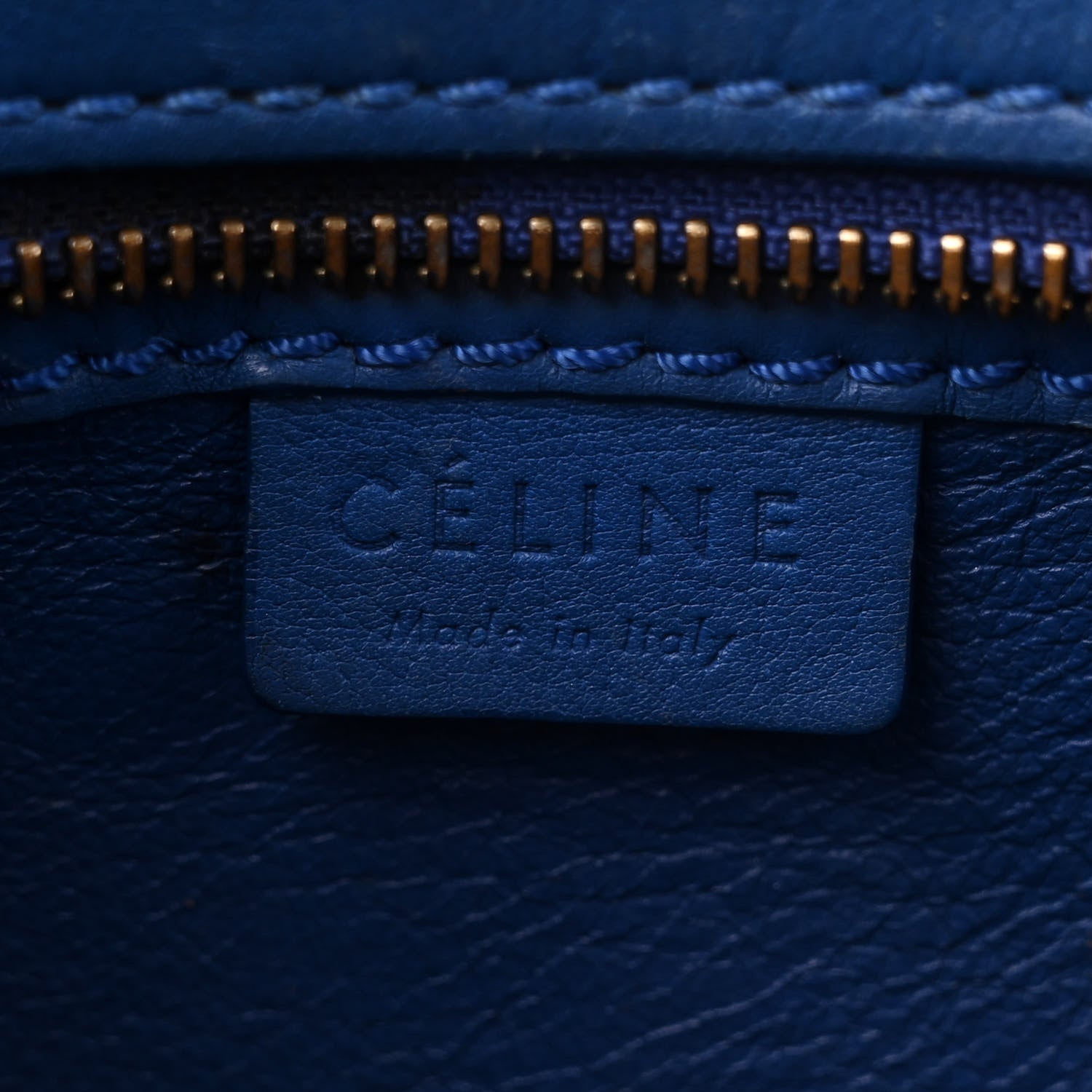 Celine Drummed Calfskin Nano Luggage Indigo 6 of 14