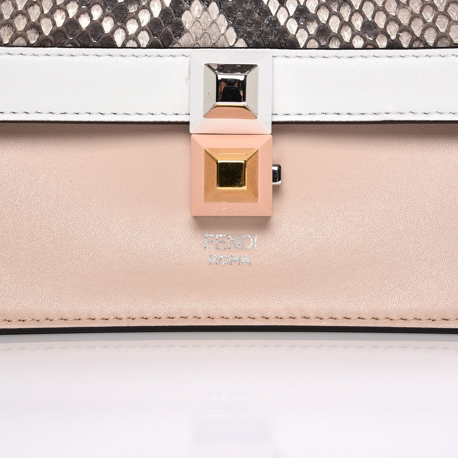 Fendi Snakeskin Vitello Liberty Studded Small Kan I Shoulder Bag White 8 of 8