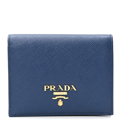 Prada Saffiano Metal Bi-Fold Wallet Bluette 1 of 7