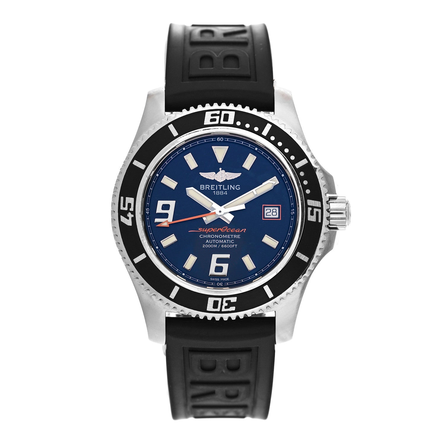 Breitling Stainless Steel Rubber 44mm Super Ocean Chronometer Automatic Watch Black A17391 1 of 4