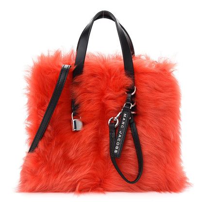Marc Jacobs Calfskin Eco Fur 2Way Tote Bag Poppy Black 1 of 9