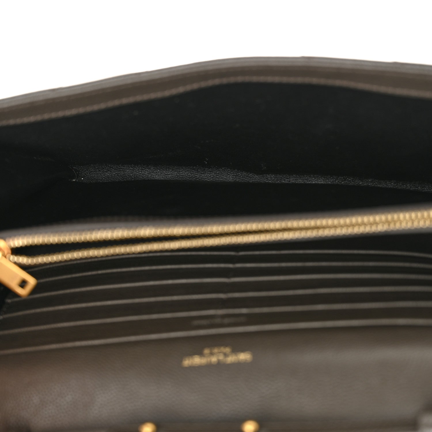 Saint Laurent Grain De Poudre Matelasse Chevron Monogram Chain Wallet Pebble 5 of 11