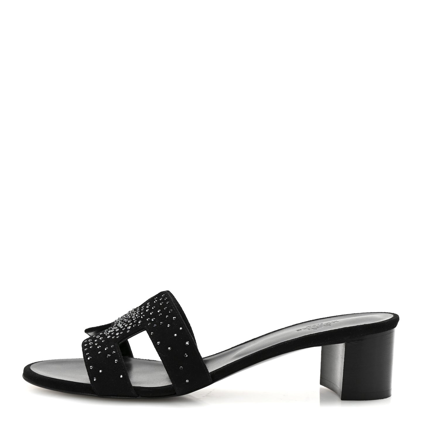 Suede Goatskin Crystal Oasis Sandals 39.5 Black