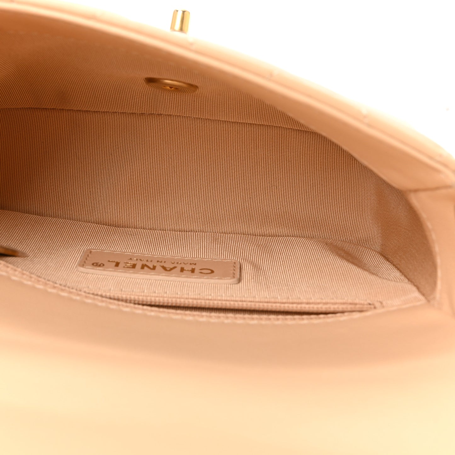 Lambskin Quilted CC Coin Flap Bag Beige
