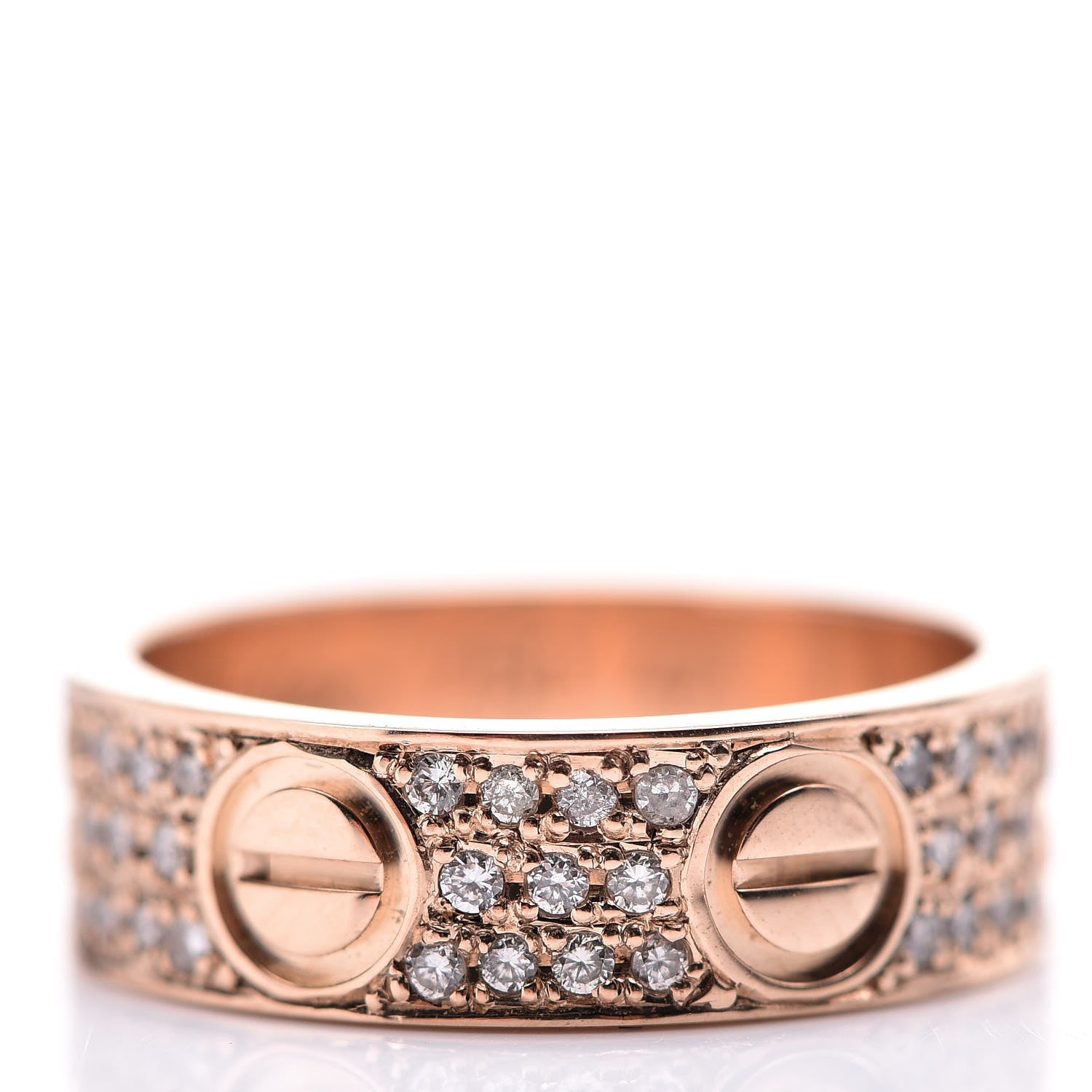 Cartier 18K Pink Gold Diamond 5.5mm LOVE Wedding Paved Band Ring 47 4 1 of 10