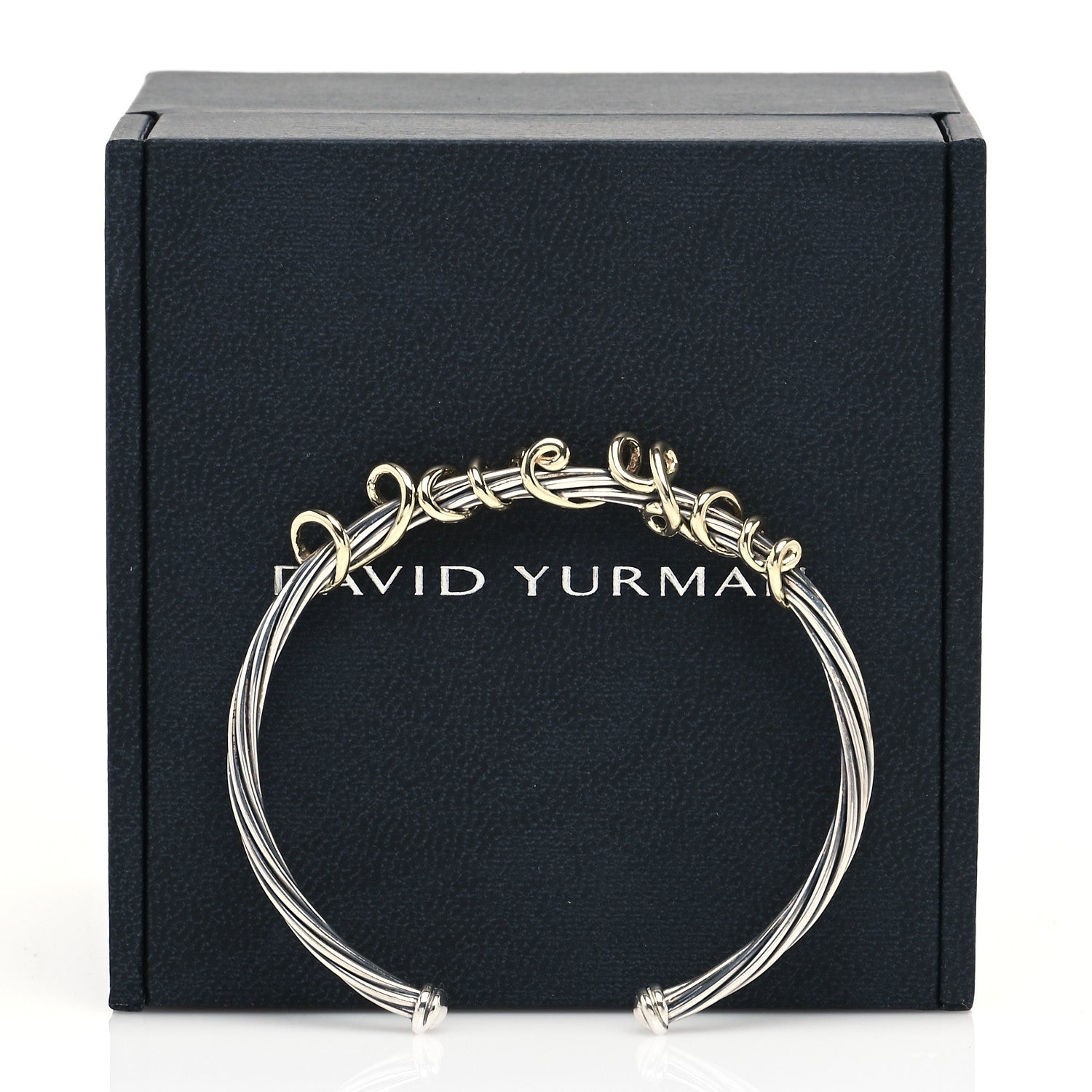 David Yurman Sterling Silver 14K Yellow Gold DY Whispers I Love You Bracelet 6 of 6